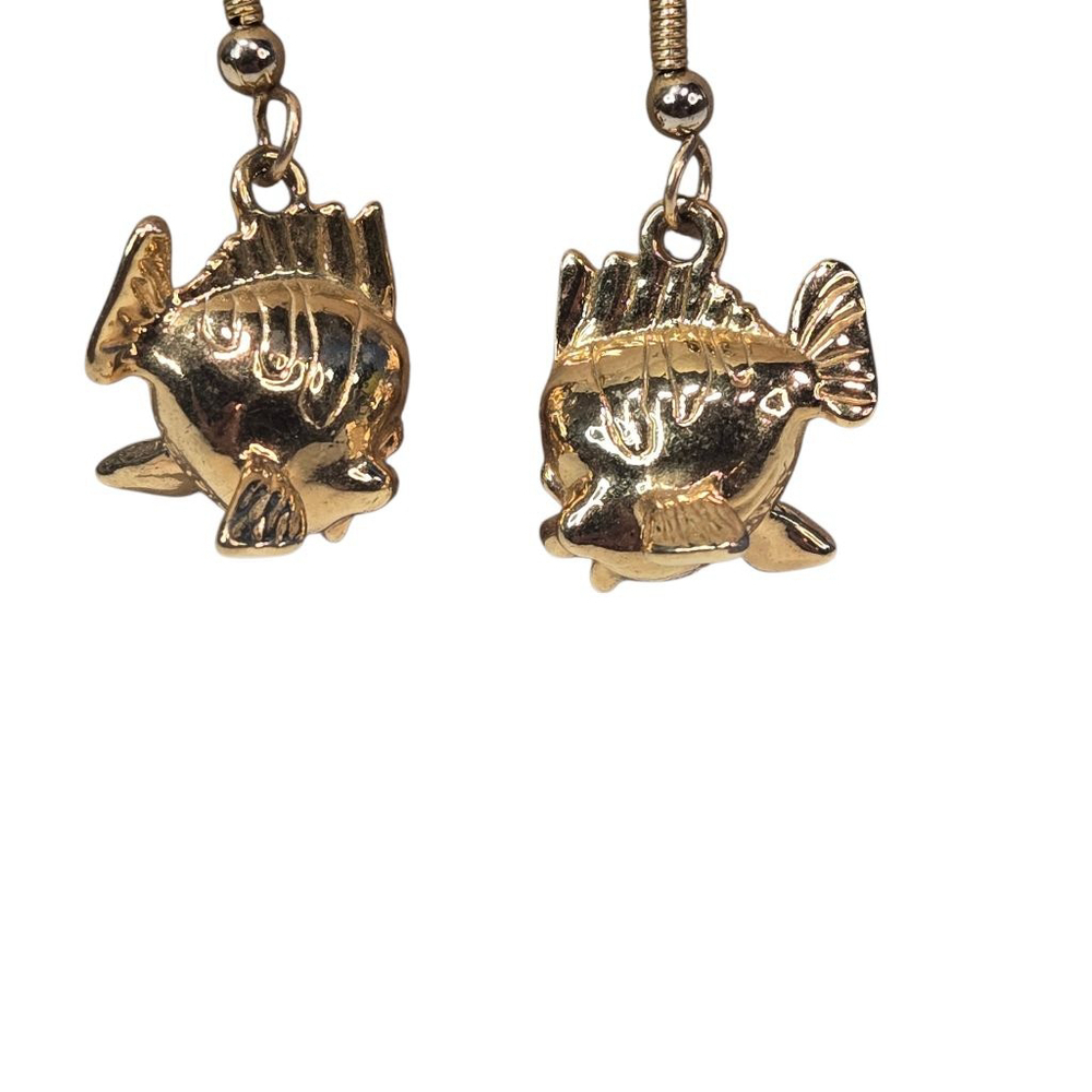 Disney Little Mermaid Flounder Fish Drop Dangle Earrings Goldtone Collectible